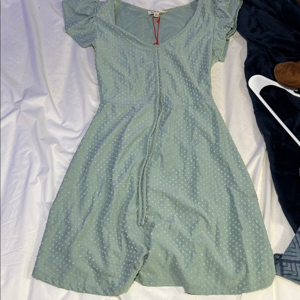 Green polka dot dress